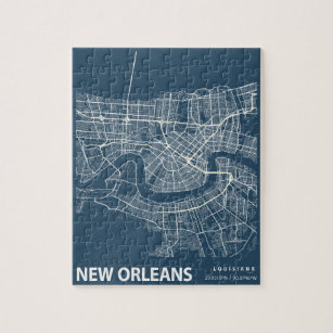 Puzzle Nouvelle-Orléans minimaliste City Map Line Art en 