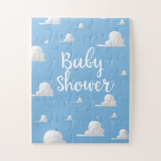 Puzzle Nuage Blanc Gonflé Baby Shower (Vertical)