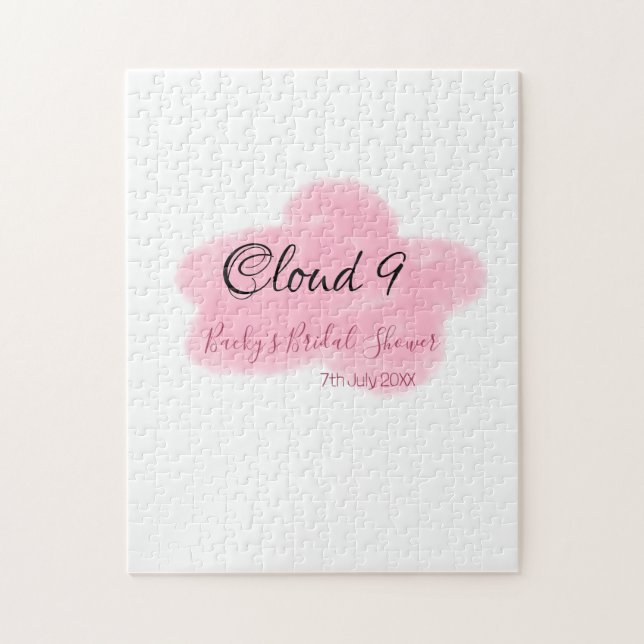 Puzzle Nuage neuf rouge pastel mariage nommédate (Vertical)