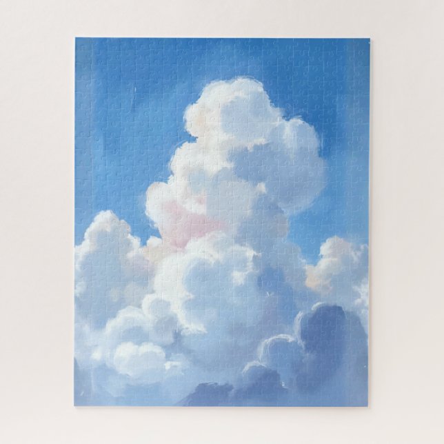 Puzzle Nuages Blancs Beau Ciel Bleu Aquarelle (Vertical)