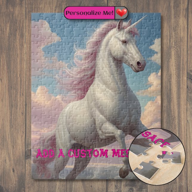 Puzzle Nuages de licorne blanche personnalisés (White Unicorn Clouds Jigsaw Puzzle)