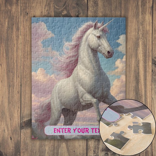Puzzle Nuages de licorne blanche personnalisés (Personalized White Unicorn Clouds Jigsaw Puzzle)