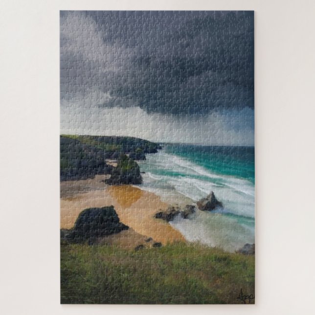 Puzzle Nuages de tempête sur les marches de Bedruthan Cor (Vertical)