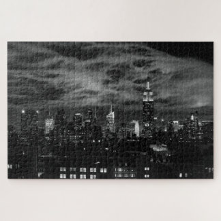Puzzle Nuages éthérés : NYC Skyline, Emp St Bldg BW