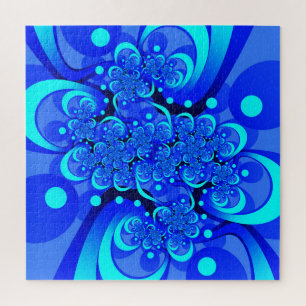 Puzzle Nuances de bleu moderne art fractal Abstrait