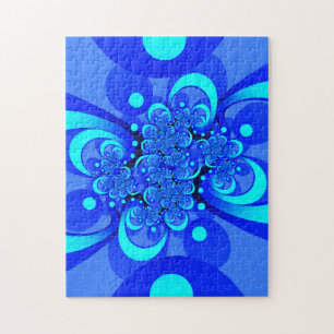 Puzzle Nuances de bleu moderne art fractal Abstrait
