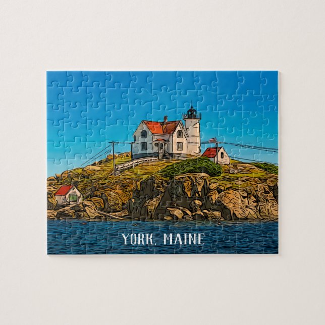 Puzzle Nubble Lighthouse Maine Nautical Personnalisable (Horizontal)