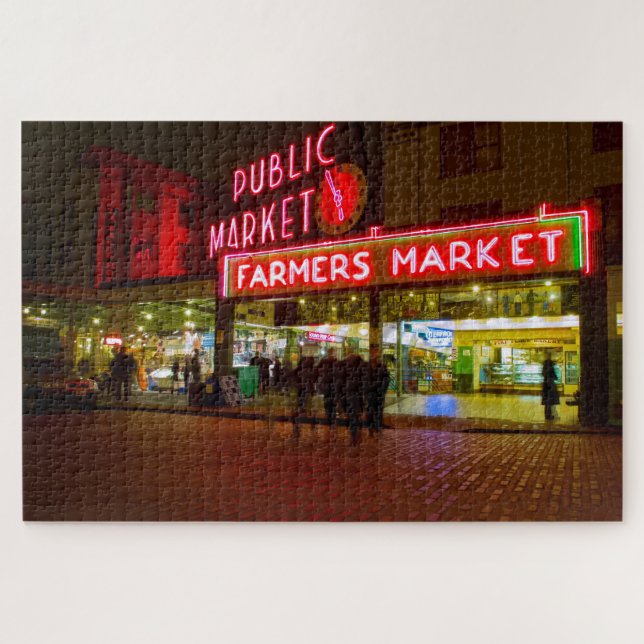 Puzzle Nuit au marché public de Seattle (Horizontal)