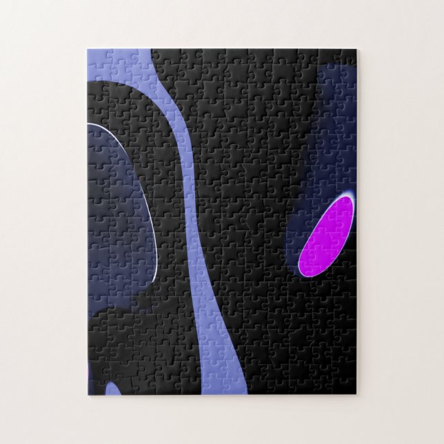 Puzzle Nuit de la Comète : Bleu Abstrait, Violet & Noir (Vertical)