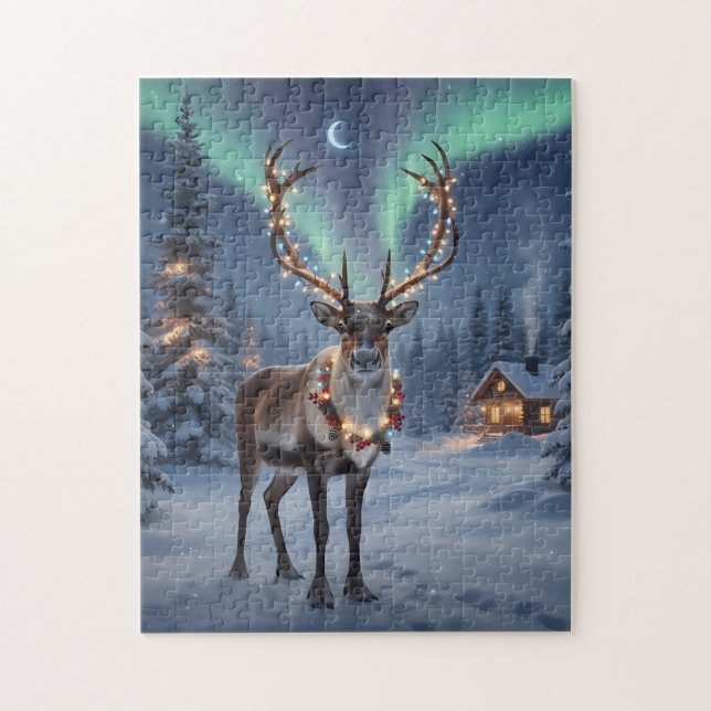 Puzzle Nuit de Noël avec les rennes du Père Noël (Vertical)