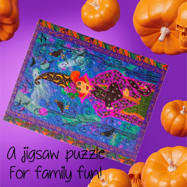 Puzzle Nuit d'Halloween (Add a colorful project for the family this Halloween. Sizes and number of pieces for all!)