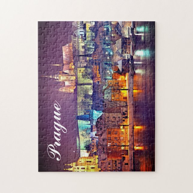 Puzzle Nuit d'hiver en République tchèque de Prague (Vertical)