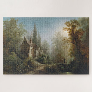 Puzzle Nuit illuminée au-dessus de la chapelle de campagn