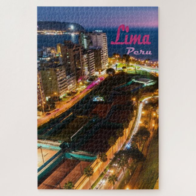 Puzzle Nuit Lumière de Lima Pérou Capitale Côte Pacifique (Vertical)