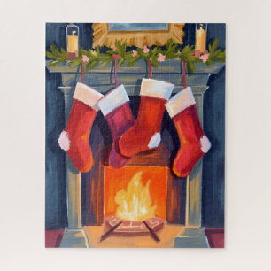 Puzzle Nuit Sainte   Aquarelle de chaussettes de Noël