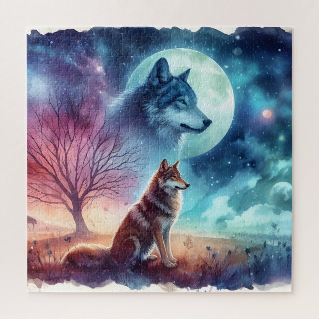 Puzzle Nuit Spirituelle des Loups au Clair de Lune (Vertical)