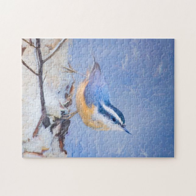 Puzzle Nuthatch à poitrine rouge Peinture d'art original  (Horizontal)