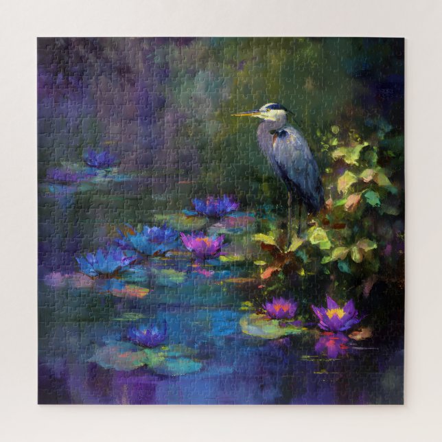 Puzzle Nymphéa d'étang enchanté aquarelle nature (Vertical)
