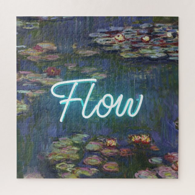 Puzzle Nymphéas Remix – Néon « FLOW » Art mural et Cadeau (Vertical)
