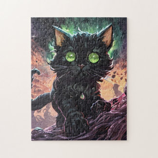 Puzzle Nyx the Void Whisperer - Mystical Black Cat Art wi
