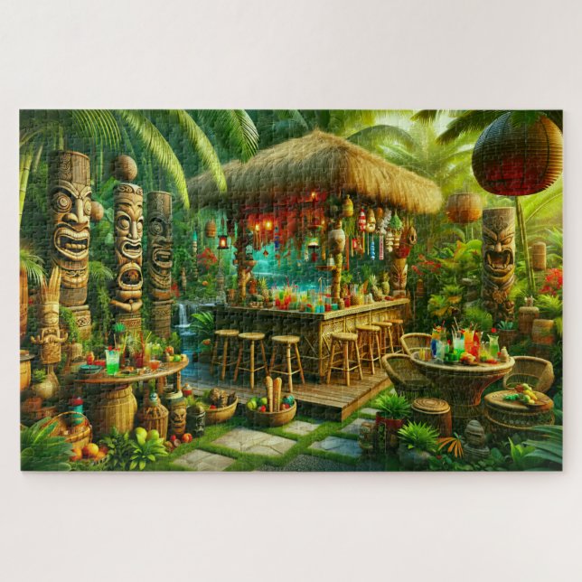 Puzzle Oasis Tiki Évasion Tropicale Enchantée de Jardin (Horizontal)