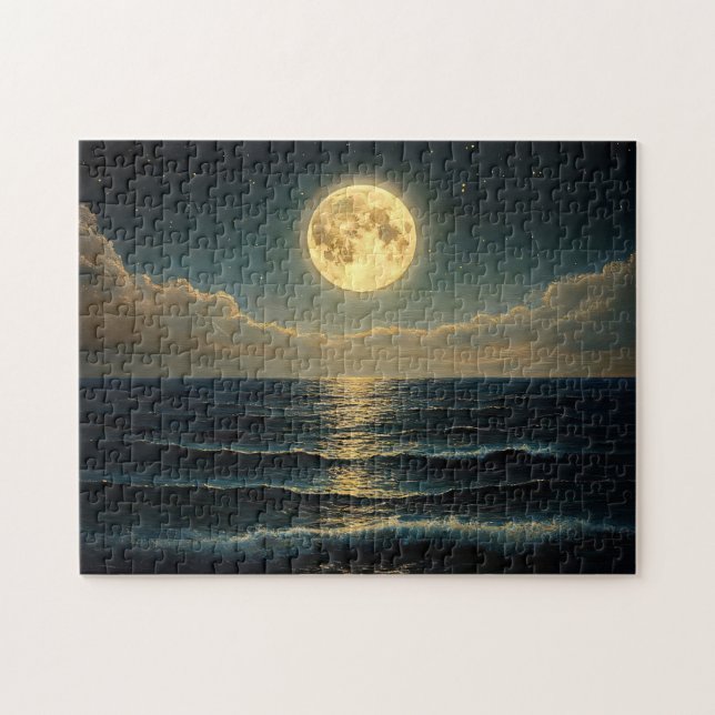 Puzzle Océan Calme Sous Plein Lune (Horizontal)