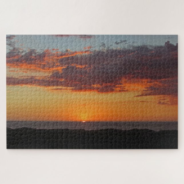 Puzzle Océan Pacifique Soirée Sky Bright Orange Sunset (Horizontal)