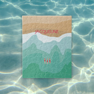 Puzzle Océan sauvage minimaliste rétro personnalisé