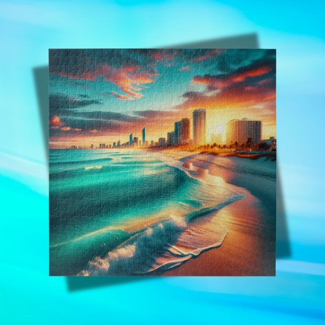 Puzzle Océan turquoise au coucher du soleil | (Créateur téléchargé)