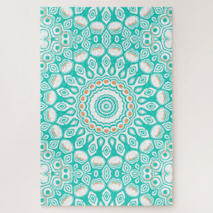 Puzzle Océan Turquoise et Beige Mandala Motif