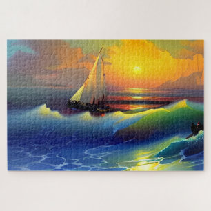 Puzzle Ocean Waves, voilier et Sunset Reflet