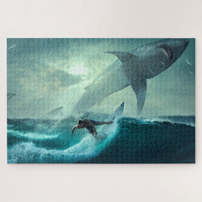 Puzzle océanique Requin et Surfeur (Horizontal)