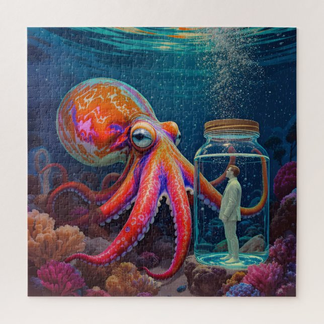 Puzzle "Ocean's Silent Captive" - Portrait de pieuvre (Vertical)