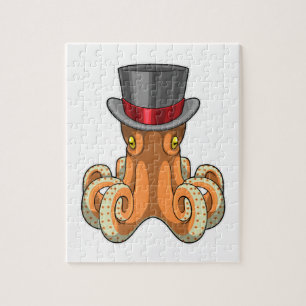 Puzzle Octopus comme Gentleman avec chapeau supérieur