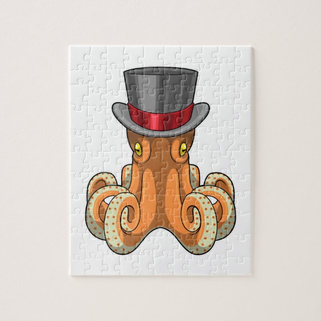 Puzzle Octopus comme Gentleman avec chapeau supérieur (Vertical)
