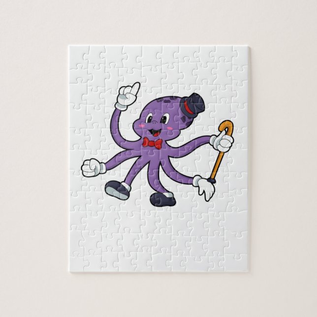 Puzzle Octopus comme magicien avec Casquette (Vertical)