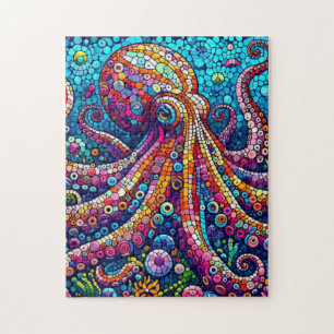 Puzzle Octopus Dur En Style Mosaïque Vibrant