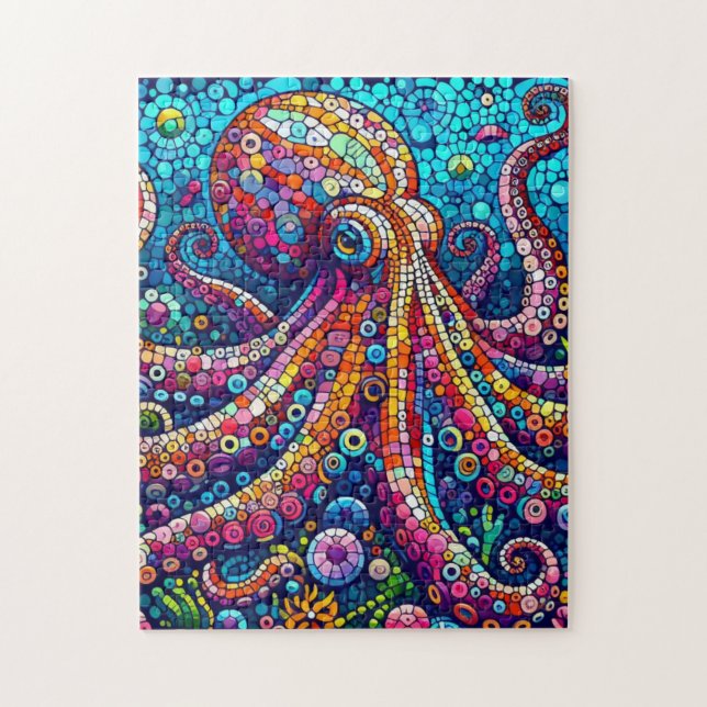 Puzzle Octopus Dur En Style Mosaïque Vibrant (Vertical)