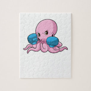 Puzzle Octopus en boîte avec gants de boxe