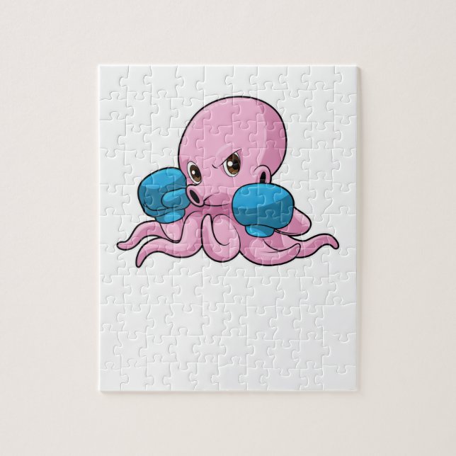 Puzzle Octopus en boîte avec gants de boxe (Vertical)