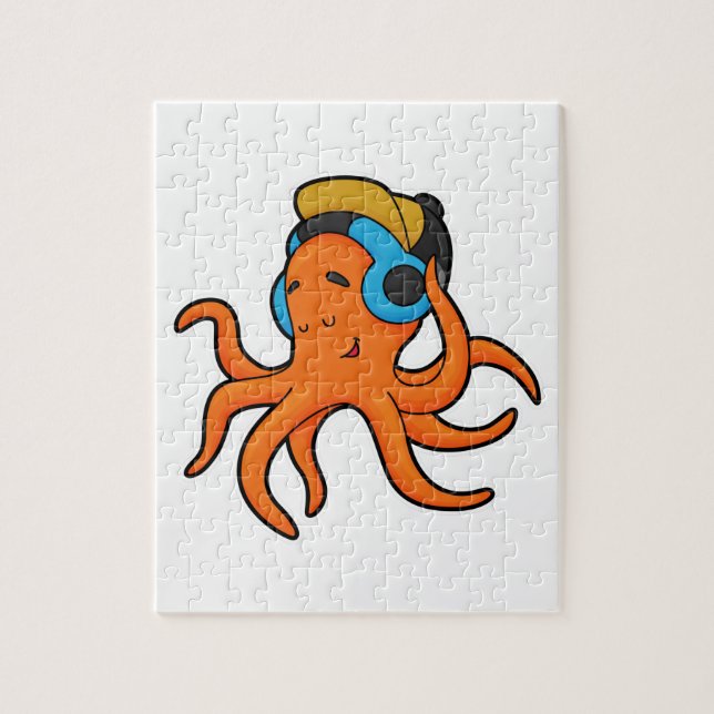 Puzzle Octopus en musique avec casque (Vertical)