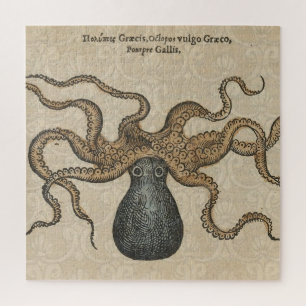 Puzzle Octopus Kraken Illustration Vintage