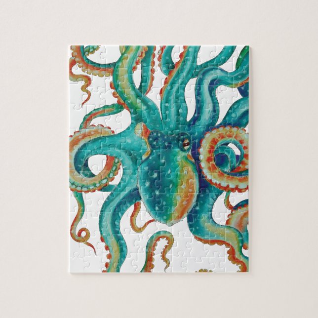 Puzzle Octopus Teal (Vertical)