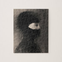 Odilon Redon. Armure. Face de femme sombre. Symbol