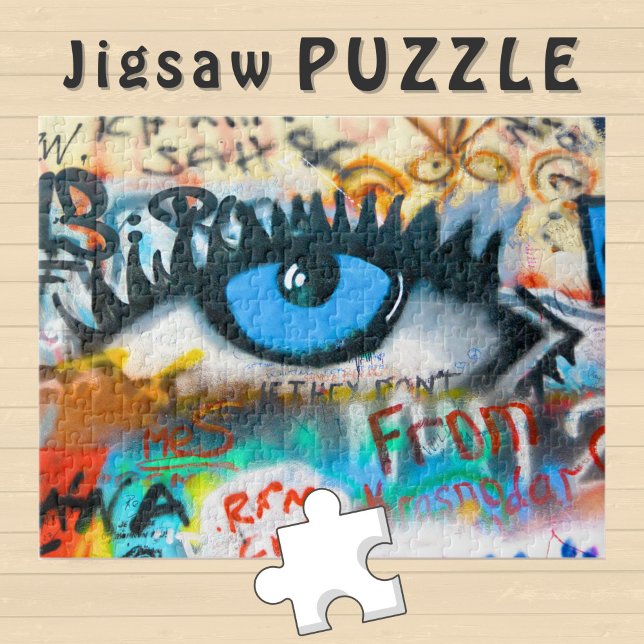 Puzzle OEil bleu sur le mur de graffitis Photo - (Créateur téléchargé)