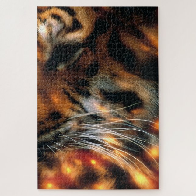Puzzle Œil de Tigre Doré Gros Plan Faune  (Vertical)