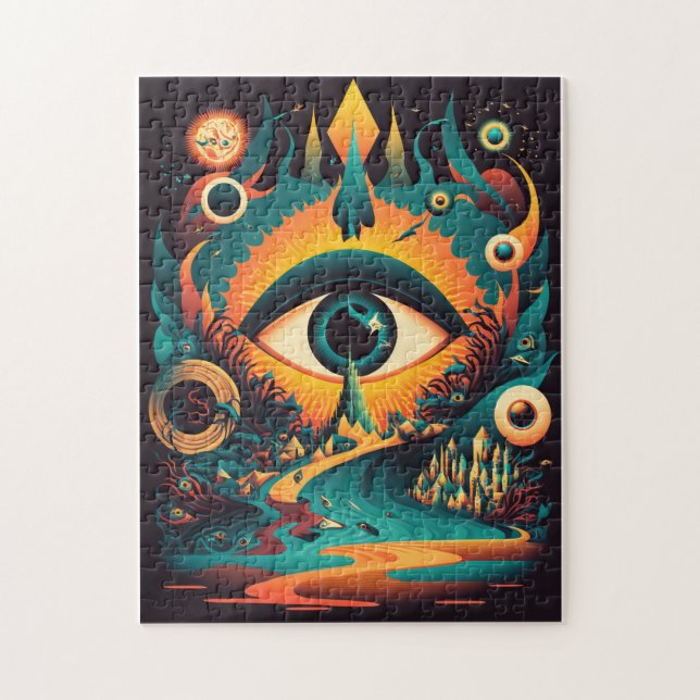 Puzzle Œil Omniscient | Art Psychédélique (Vertical)
