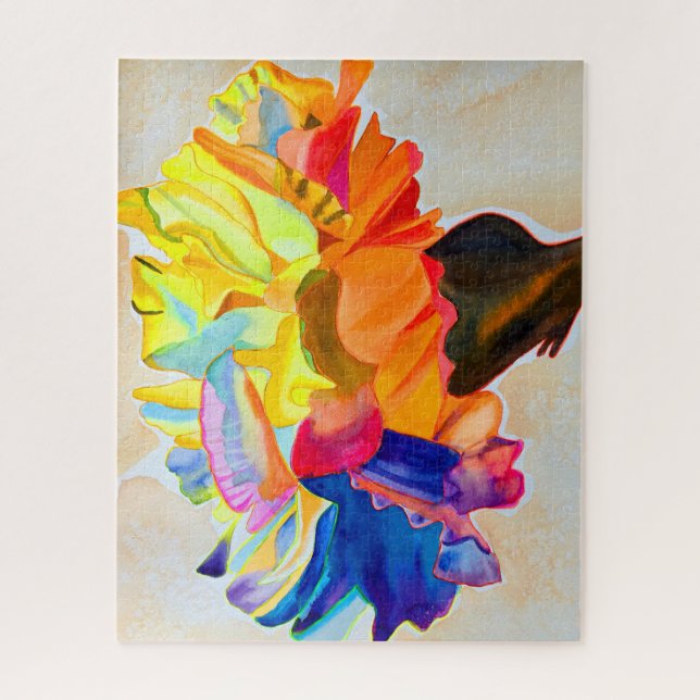 Puzzle Œillet néon aquarelle fleur (Vertical)