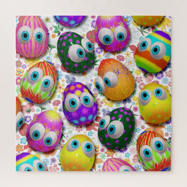Puzzle Œufs de Pâques Dessin Animé Mignons et Drôles (Vertical)