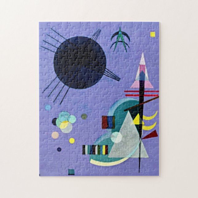 Puzzle OEuvre abstraite violette-verte colorée (Vertical)